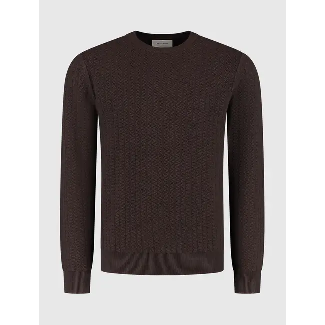 PurePath (by PureWhite) PurePath 25030801 Jacquard Structure Knit Sweater Dark Brown - Regular Fit