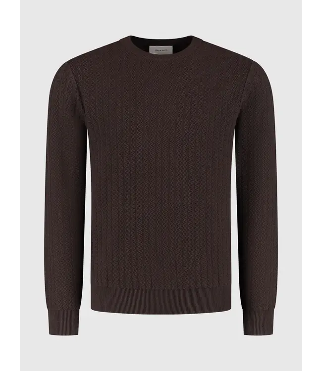 PurePath (by PureWhite) PurePath 25030801 Jacquard Structure Knit Sweater Dark Brown - Regular Fit