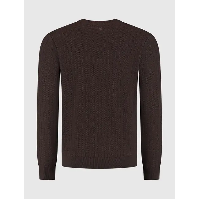 PurePath (by PureWhite) PurePath 25030801 Jacquard Structure Knit Sweater Dark Brown - Regular Fit