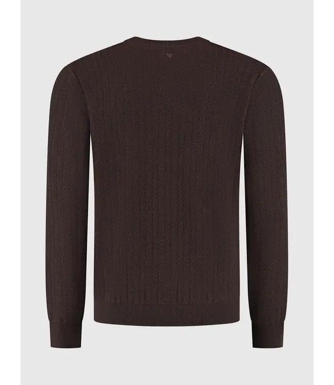 PurePath (by PureWhite) PurePath 25030801 Jacquard Structure Knit Sweater Dark Brown - Regular Fit