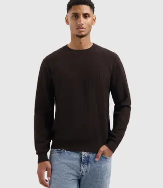 PurePath (by PureWhite) Jacquard Structure Knit Sweater Dark Brown - Regular Fit