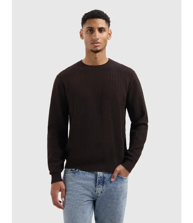 PurePath (by PureWhite) PurePath 25030801 Jacquard Structure Knit Sweater Dark Brown - Regular Fit