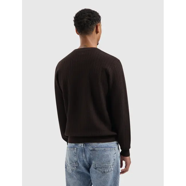 PurePath (by PureWhite) PurePath 25030801 Jacquard Structure Knit Sweater Dark Brown - Regular Fit