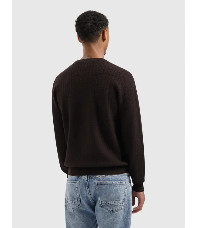 PurePath (by PureWhite) PurePath 25030801 Jacquard Structure Knit Sweater Dark Brown - Regular Fit