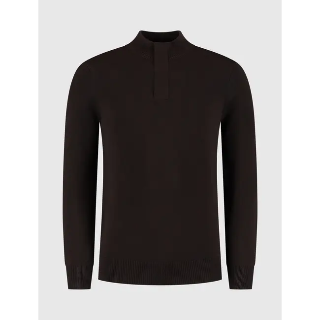 PurePath (by PureWhite) PurePath 25030815 Knit Hidden Half-zip Sweater Dark Brown - Regular Fit