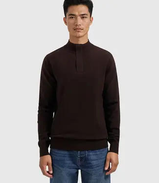 PurePath (by PureWhite) Knit Hidden Half-zip Sweater Dark Brown - Regular Fit