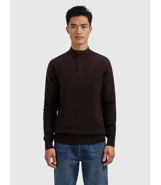 PurePath (by PureWhite) Knit Hidden Half-zip Sweater Dark Brown - Regular Fit