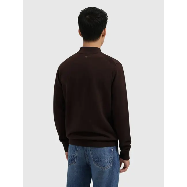 PurePath (by PureWhite) PurePath 25030815 Knit Hidden Half-zip Sweater Dark Brown - Regular Fit