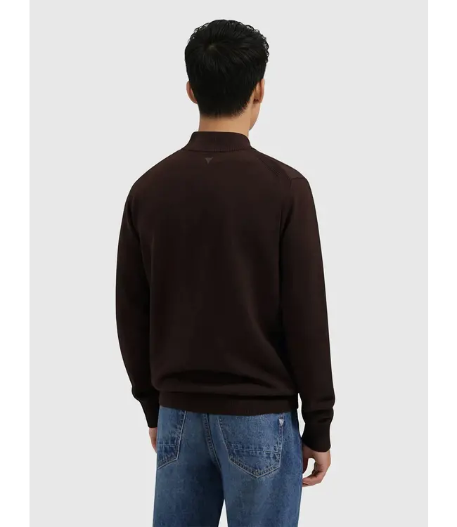 PurePath (by PureWhite) PurePath 25030815 Knit Hidden Half-zip Sweater Dark Brown - Regular Fit