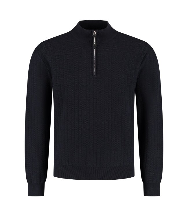 PurePath (by PureWhite) PurePath 25030802 Jacquard Structure Knit Half-zip Sweater Dark Navy - Regular Fit