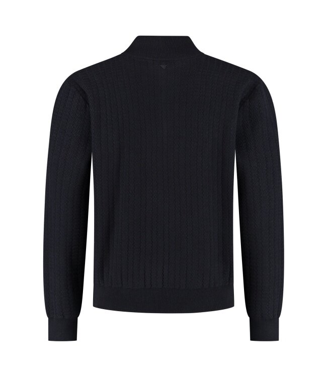 PurePath (by PureWhite) PurePath 25030802 Jacquard Structure Knit Half-zip Sweater Dark Navy - Regular Fit