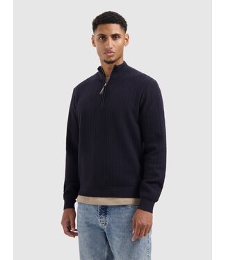 PurePath (by PureWhite) Jacquard Structure Knit Half-zip Sweater Dark Navy - Regular Fit
