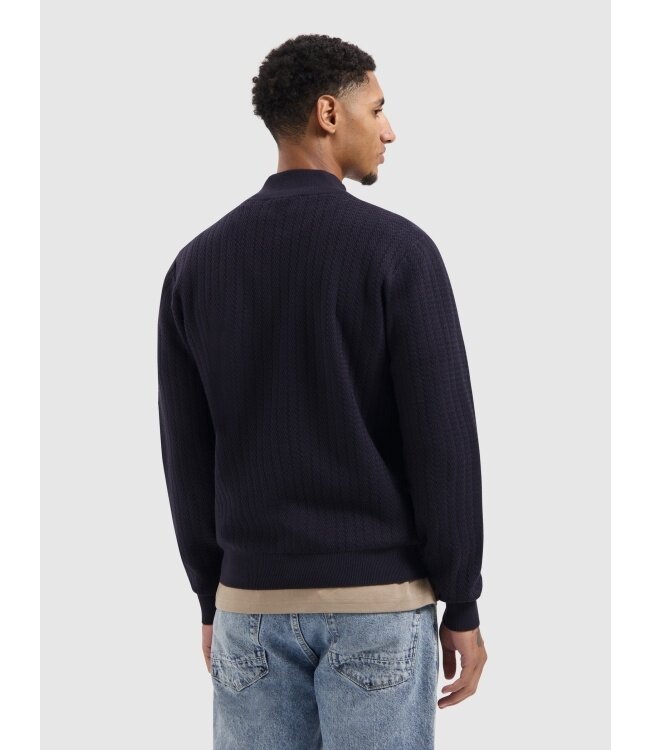 PurePath (by PureWhite) PurePath 25030802 Jacquard Structure Knit Half-zip Sweater Dark Navy - Regular Fit