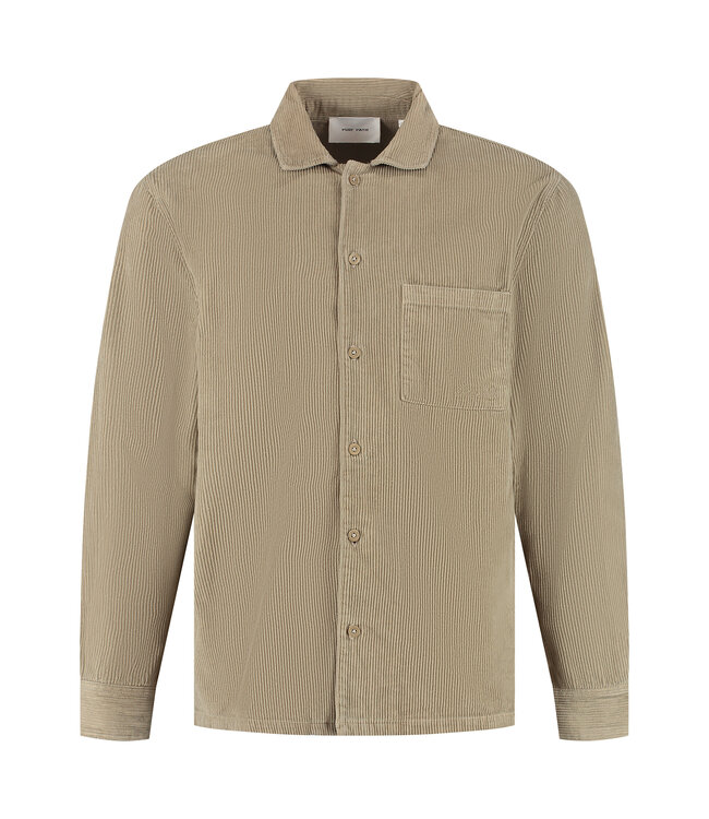 PurePath (by PureWhite) 25030207 Corduroy Shirt Taupe - Regular Fit