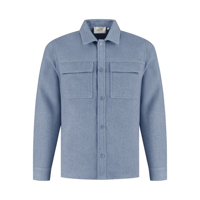 PurePath (by PureWhite) PurePath 25030201 Flannel Overshirt Mid Blue - Regular Fit