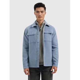 PurePath (by PureWhite) Flannel Overshirt Mid Blue - Regular Fit