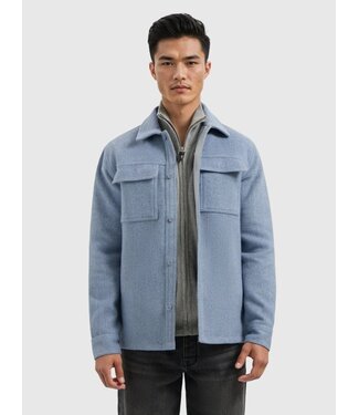 PurePath (by PureWhite) Flannel Overshirt Mid Blue - Regular Fit