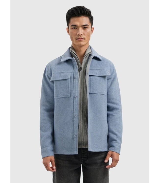 PurePath (by PureWhite) PurePath 25030201 Flannel Overshirt Mid Blue - Regular Fit