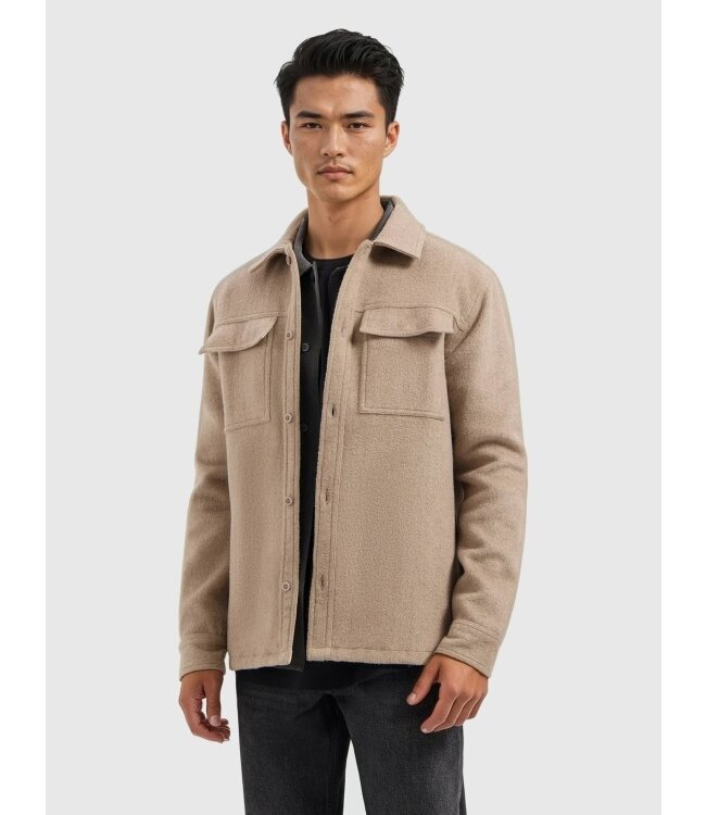 PurePath (by PureWhite) PurePath 25030201 Flannel Overshirt Taupe - Regular Fit