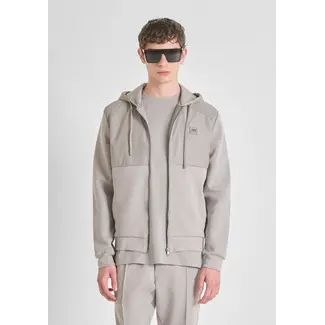 Antony Morato ZIP SWEATSHIRT IN COTTON BLEND WITH CONTRASTING FABRIC - REGULAR FIT