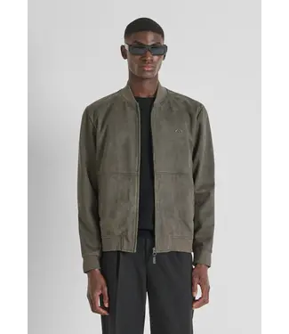 Antony Morato SWEATSHIRT IN STRETCH FAUX SUEDE FABRIC WITH LOGOED METAL BADGE - REGULAR FIT