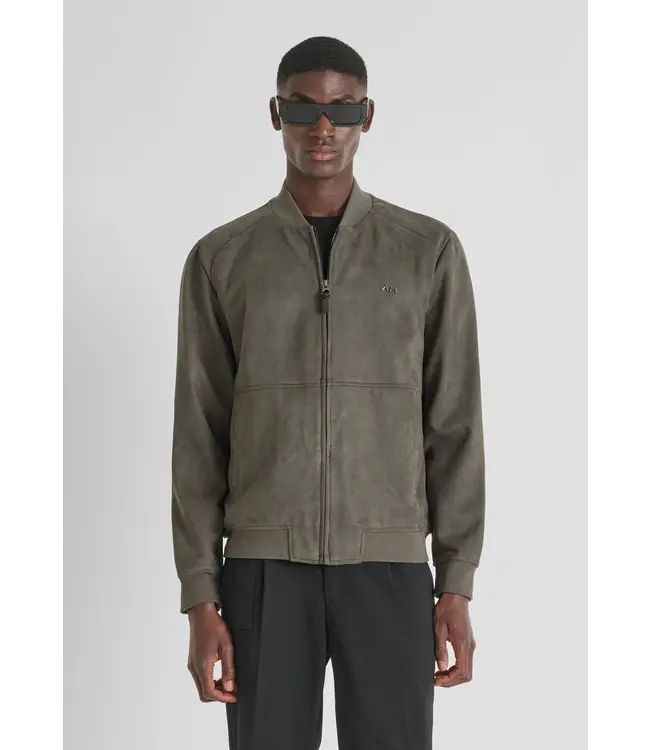 Antony Morato MMFL01089-FA150207 SWEATSHIRT IN STRETCH FAUX SUEDE FABRIC WITH LOGOED METAL BADGE - REGULAR FIT