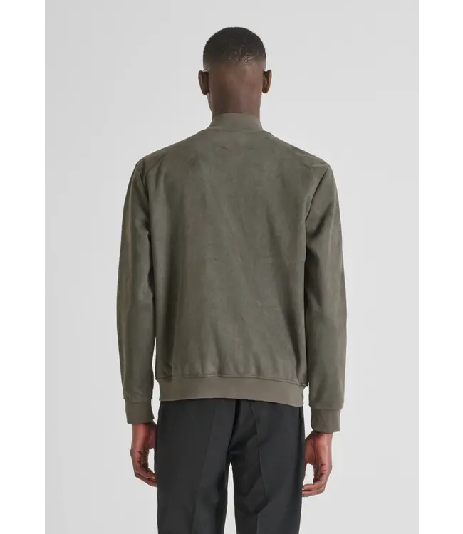 Antony Morato MMFL01089-FA150207 SWEATSHIRT IN STRETCH FAUX SUEDE FABRIC WITH LOGOED METAL BADGE - REGULAR FIT