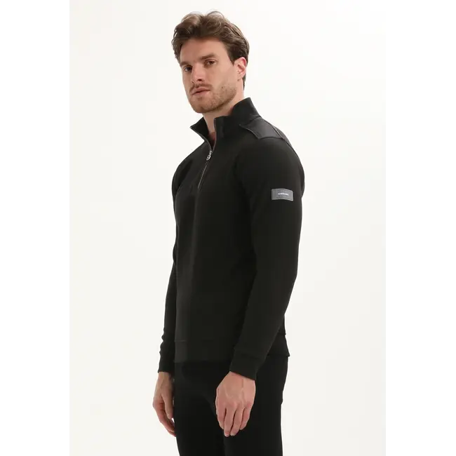 Gabbiano 775775 Halfzip ottoman structuur sweater Black - Regular Fit