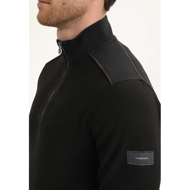 Gabbiano 775775 Halfzip ottoman structuur sweater Black - Regular Fit