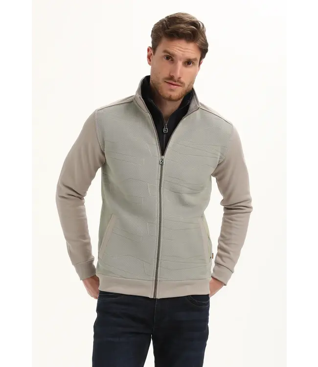 Gabbiano Gabbiano 425745 Geometrisch knitted patroon vest Taupe - Regular Fit