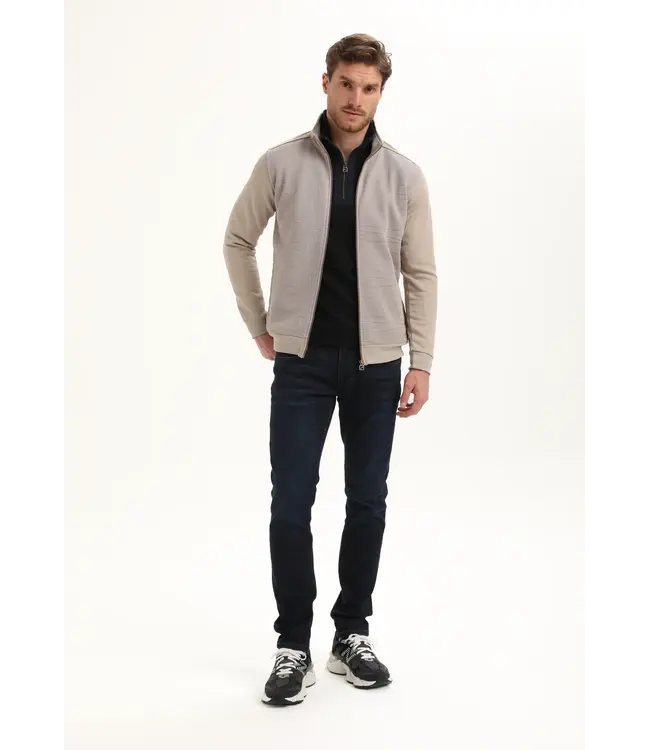 Gabbiano Gabbiano 425745 Geometrisch knitted patroon vest Taupe - Regular Fit