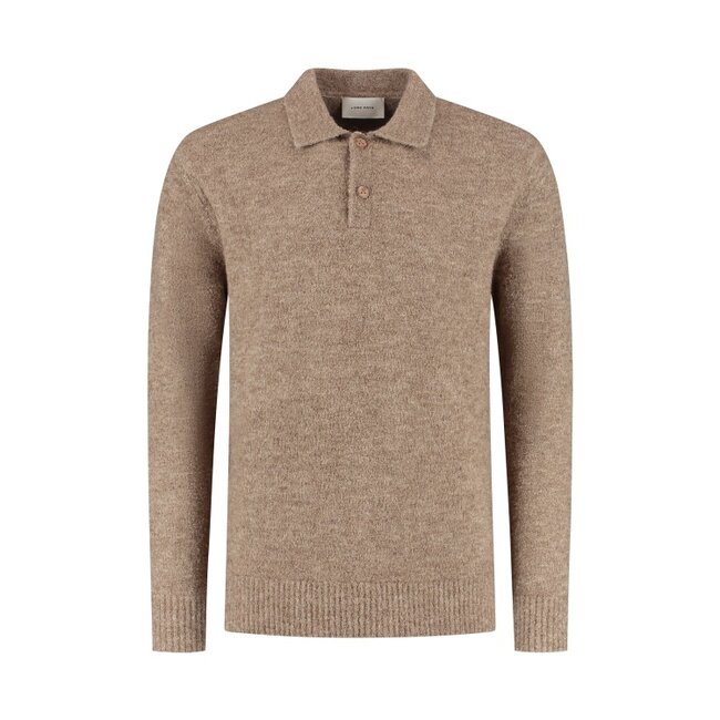 PurePath (by PureWhite) PurePath 25030809 Bouclé Knit Polo Taupe - Loose Fit