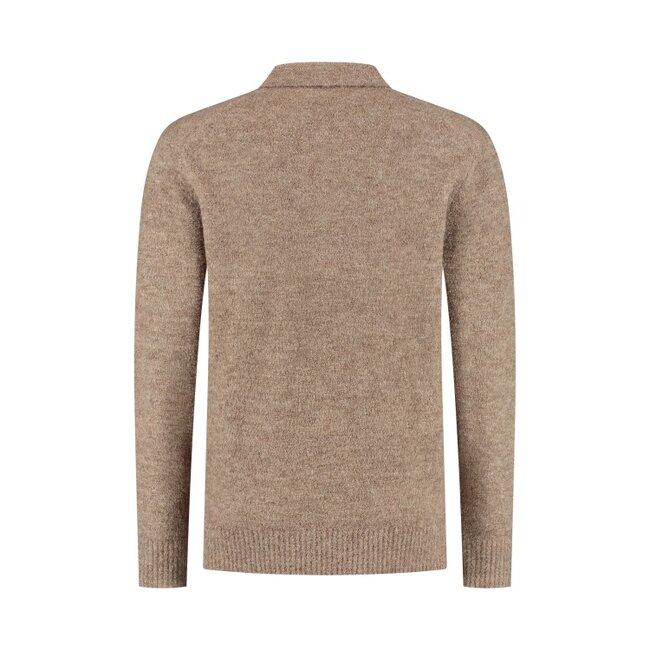 PurePath (by PureWhite) PurePath 25030809 Bouclé Knit Polo Taupe - Loose Fit