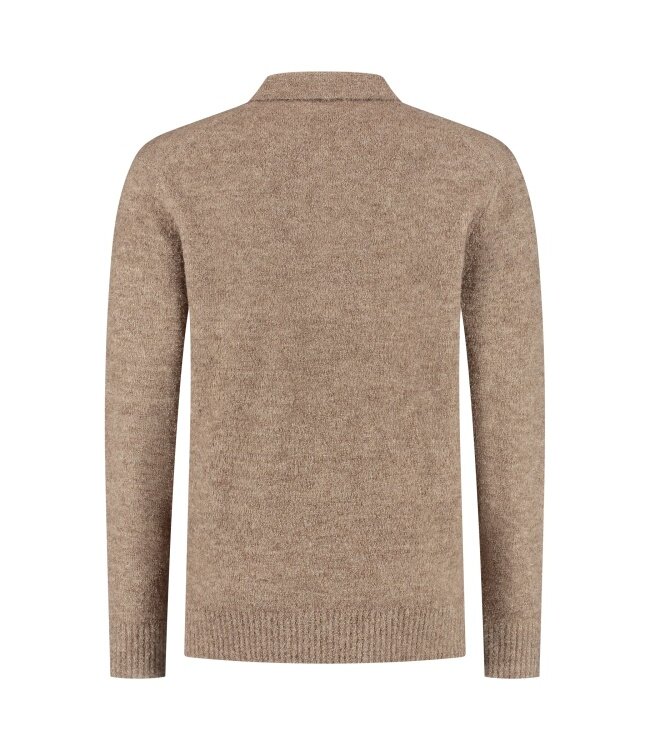 PurePath (by PureWhite) PurePath 25030809 Bouclé Knit Polo Taupe - Loose Fit