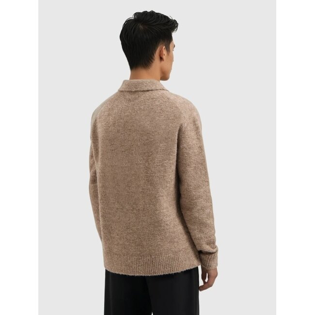 PurePath (by PureWhite) PurePath 25030809 Bouclé Knit Polo Taupe - Loose Fit