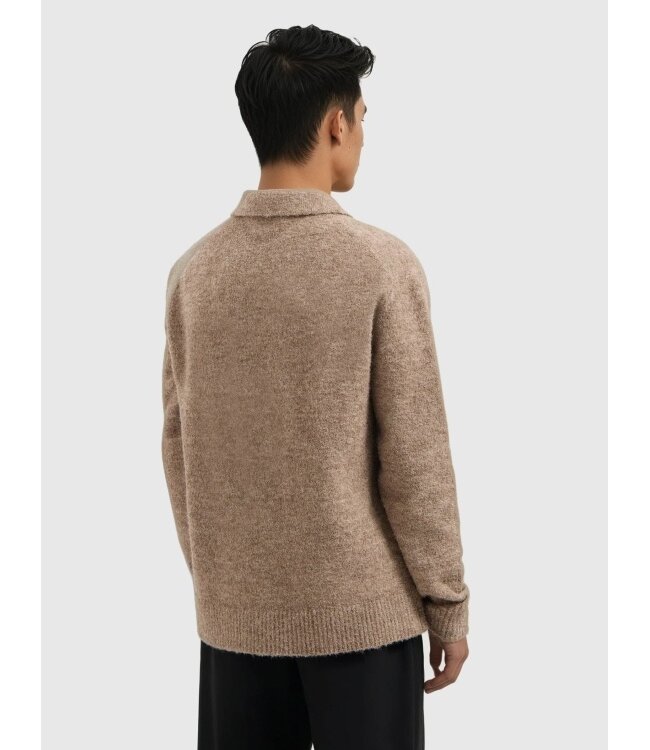 PurePath (by PureWhite) PurePath 25030809 Bouclé Knit Polo Taupe - Loose Fit