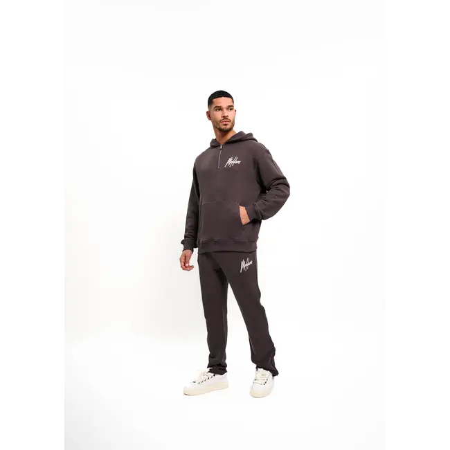 Malelions Malelions Men Chainstitch Signature Half Zip Hoodie Mulch Brown - Oversized Fit