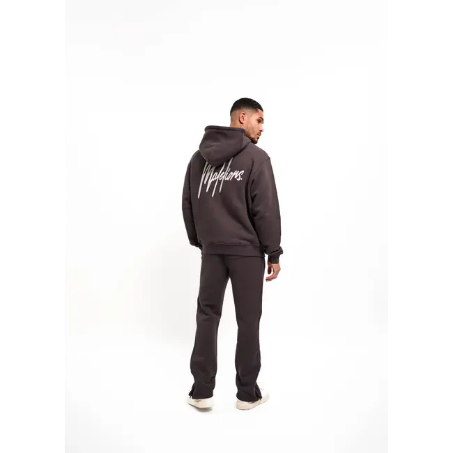 Malelions Malelions Men Chainstitch Signature Half Zip Hoodie Mulch Brown - Oversized Fit
