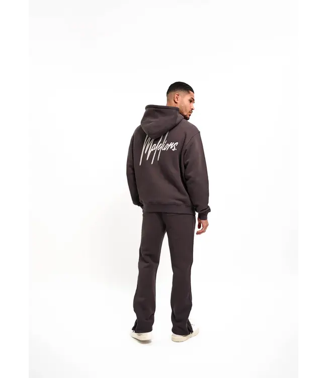 Malelions Malelions Men Chainstitch Signature Half Zip Hoodie Mulch Brown - Oversized Fit