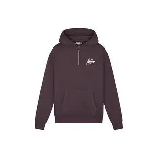 Malelions Chainstitch Signature Half Zip Hoodie Mulch Brown - Oversized Fit