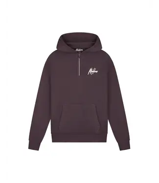 Malelions Chainstitch Signature Half Zip Hoodie Mulch Brown - Oversized Fit