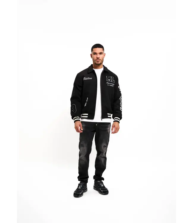 Malelions Malelions Men Casino Varsity Jacket Black - Oversized Fit