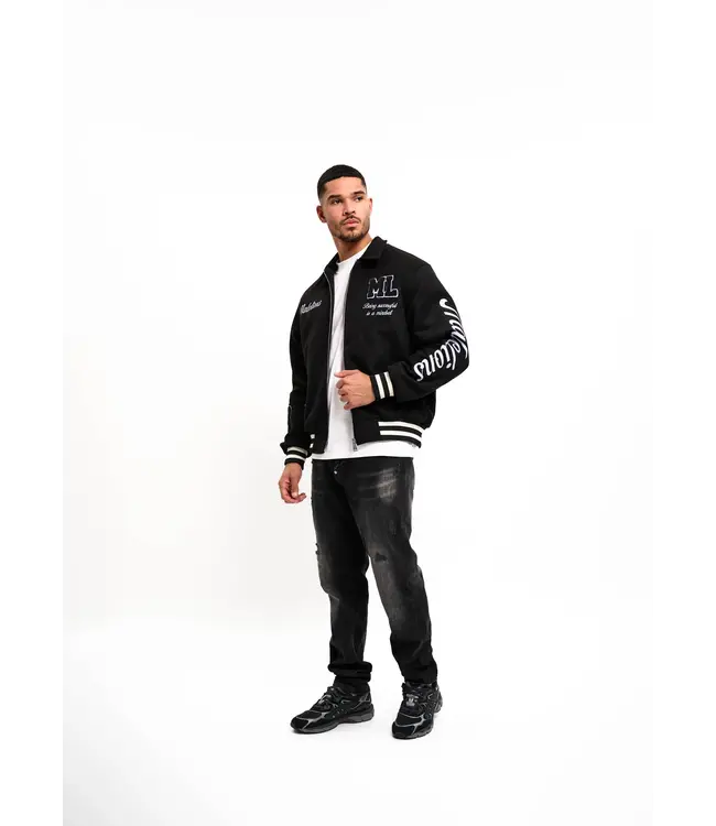 Malelions Malelions Men Casino Varsity Jacket Black - Oversized Fit