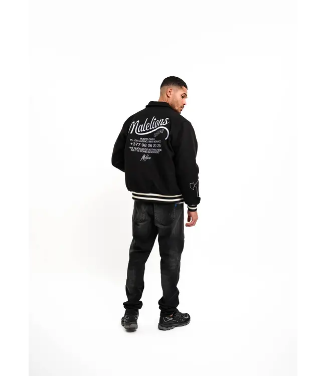 Malelions Malelions Men Casino Varsity Jacket Black - Oversized Fit