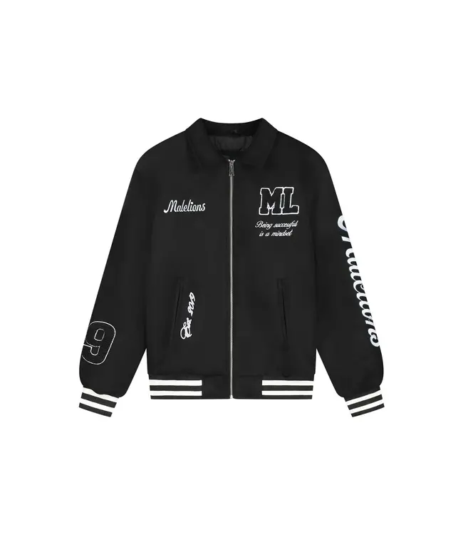 Malelions Malelions Men Casino Varsity Jacket Black - Oversized Fit