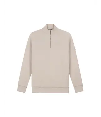 Malelions Turtle Half Zip Sweater Sand - Slim Fit