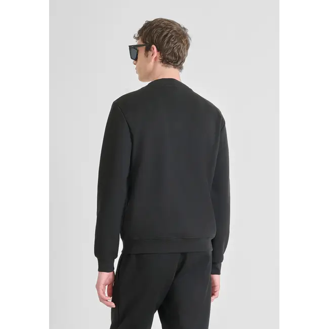 Antony Morato Antony Morato MMFL01102-FA150168 COTTON BLEND SLIM FIT CREWNECK SWEATSHIRT WITH LOGO Black - Slim Fit