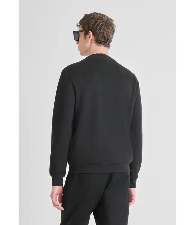 Antony Morato Antony Morato MMFL01102-FA150168 COTTON BLEND SLIM FIT CREWNECK SWEATSHIRT WITH LOGO Black - Slim Fit