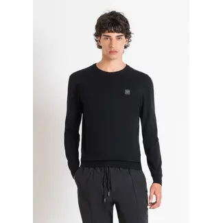 Antony Morato VISCOSE BLEND JERSEY WITH LOGO PATCH - Slim Fit
