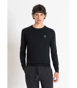 Antony Morato VISCOSE BLEND JERSEY WITH LOGO PATCH - Slim Fit
